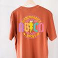 Kindergarten Rocks ABCD Back To School Rock Teacher Women's Comfort Colors T-Shirt Back Print Yam