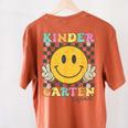Kindergarten Squad Smile Face Teachers Kids Back To School Women's Comfort Colors T-Shirt Back Print Yam Kindergarten Squad Smile Face Teachers Kids Back To School Women's Comfort Colors T-Shirt Back Print Yam