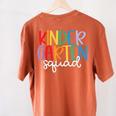Kindergarten Squad Team Crew Teacher Back To School Women's Comfort Colors T-Shirt Back Print Yam Kindergarten Squad Team Crew Teacher Back To School Women's Comfort Colors T-Shirt Back Print Yam