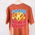 Kindergarten Super Squad Superhero Teacher Team Men Women Girls Kids Women's Comfort Colors T-Shirt Back Print Yam