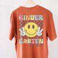 Kindergarten Teacher Team Hippie Smile Face Back To School Women's Comfort Colors T-Shirt Back Print Yam Kindergarten Teacher Team Hippie Smile Face Back To School Women's Comfort Colors T-Shirt Back Print Yam