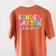 Kindergarten Team Teacher Back To School Kindergarten Squad Women's Comfort Colors T-Shirt Back Print Yam Kindergarten Team Teacher Back To School Kindergarten Squad Women's Comfort Colors T-Shirt Back Print Yam