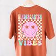 Kindergarten Vibes First Day Of School Kindergarten Teacher Women's Comfort Colors T-Shirt Back Print Yam Kindergarten Vibes First Day Of School Kindergarten Teacher Women's Comfort Colors T-Shirt Back Print Yam