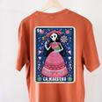 La Maestra Halloween Mexican Bingo Card Teacher Lottery Card Women's Comfort Colors T-Shirt Back Print Yam La Maestra Halloween Mexican Bingo Card Teacher Lottery Card Women's Comfort Colors T-Shirt Back Print Yam