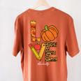 Leopard Pumpkin Love Teacher Life Thanksgiving Fall Women Women's Comfort Colors T-Shirt Back Print Yam