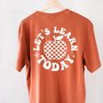 Let's Learn Today Checkered Apple Back To School Teacher Women's Comfort Colors T-Shirt Back Print Yam