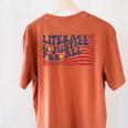 Literacy Justice For All Teacher Women's Comfort Colors T-Shirt Back Print Yam