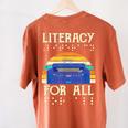 Literacy For All Visually Impaired Braille Teacher The Blind Women's Comfort Colors T-Shirt Back Print Yam Literacy For All Visually Impaired Braille Teacher The Blind Women's Comfort Colors T-Shirt Back Print Yam