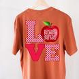 Love Kindergarten Cute Apple School Teacher Women's Comfort Colors T-Shirt Back Print Yam Love Kindergarten Cute Apple School Teacher Women's Comfort Colors T-Shirt Back Print Yam