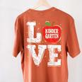 LOVE Kindergarten Teacher Student School Apple Women's Comfort Colors T-Shirt Back Print Yam