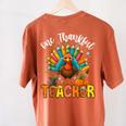 One Thankful Teacher Thanksgiving Turkey Cute Crayon Pencil Women's Comfort Colors T-Shirt Back Print Yam One Thankful Teacher Thanksgiving Turkey Cute Crayon Pencil Women's Comfort Colors T-Shirt Back Print Yam