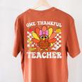 One Thankful Teacher Turkey Thanksgiving Teaching Women's Comfort Colors T-Shirt Back Print Yam One Thankful Teacher Turkey Thanksgiving Teaching Women's Comfort Colors T-Shirt Back Print Yam