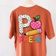 P Is For Pre K Teacher Student Pencil Apple Back To School Women's Comfort Colors T-Shirt Back Print Yam
