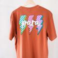 Para Squad Paraprofessional Teacher Lightning Bolt Women's Comfort Colors T-Shirt Back Print Yam Para Squad Paraprofessional Teacher Lightning Bolt Women's Comfort Colors T-Shirt Back Print Yam