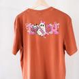 Pink Ghost Teach Halloween Teacher In Spooky Season Women's Comfort Colors T-Shirt Back Print Yam Pink Ghost Teach Halloween Teacher In Spooky Season Women's Comfort Colors T-Shirt Back Print Yam