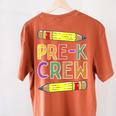 Pre-K Crew PreK Teachers Back To School Women's Comfort Colors T-Shirt Back Print Yam Pre-K Crew PreK Teachers Back To School Women's Comfort Colors T-Shirt Back Print Yam
