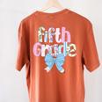 Preppy Fifth Grade Teacher Blue Floral Coquette Pencil Bow Women's Comfort Colors T-Shirt Back Print Yam
