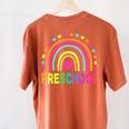 Preschool Rainbow Girls Boys Kids Teacher Back To School Women's Comfort Colors T-Shirt Back Print Yam