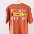 Progress Over Perfection Motivational Back To School Teacher Women's Comfort Colors T-Shirt Back Print Yam Progress Over Perfection Motivational Back To School Teacher Women's Comfort Colors T-Shirt Back Print Yam