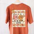 Pumpkin Teacher Preppy Fall In Love With Learning Autumn Women's Comfort Colors T-Shirt Back Print Yam Pumpkin Teacher Preppy Fall In Love With Learning Autumn Women's Comfort Colors T-Shirt Back Print Yam
