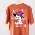 Read More Books Ghost Reading Book Teacher Halloween Women's Comfort Colors T-Shirt Back Print Yam