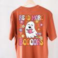 Read More Books Groovy Halloween Teacher Women Women's Comfort Colors T-Shirt Back Print Yam