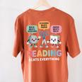 Reading Beats Everything Teacher Rock Paper Scissors Women's Comfort Colors T-Shirt Back Print Yam Reading Beats Everything Teacher Rock Paper Scissors Women's Comfort Colors T-Shirt Back Print Yam