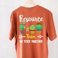 Resource Team Cactus Crew Resource Teacher Squad Women's Comfort Colors T-Shirt Back Print Yam