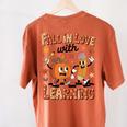 Retro Fall In Love With Learning Autumn Pumpkin Teacher Kids Women's Comfort Colors T-Shirt Back Print Yam Retro Fall In Love With Learning Autumn Pumpkin Teacher Kids Women's Comfort Colors T-Shirt Back Print Yam