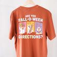 Retro Are You Fall O Ween Directions Teacher Halloween Ghost Women's Comfort Colors T-Shirt Back Print Yam