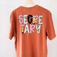Retro Secretary Back To School Teacher Appreciation Women's Comfort Colors T-Shirt Back Print Yam Retro Secretary Back To School Teacher Appreciation Women's Comfort Colors T-Shirt Back Print Yam
