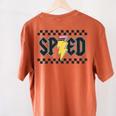 Retro SPED Teacher Pencil Lightning Bolt Back To School Women's Comfort Colors T-Shirt Back Print Yam Retro SPED Teacher Pencil Lightning Bolt Back To School Women's Comfort Colors T-Shirt Back Print Yam