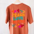 Retro Teach Love Inspire Back To School Teachers Women's Comfort Colors T-Shirt Back Print Yam Retro Teach Love Inspire Back To School Teachers Women's Comfort Colors T-Shirt Back Print Yam