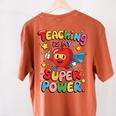 Retro Teaching Is My Superpower Apple Teacher Appreciation Women's Comfort Colors T-Shirt Back Print Yam Retro Teaching Is My Superpower Apple Teacher Appreciation Women's Comfort Colors T-Shirt Back Print Yam