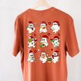 Santa Ghost Reading Books Christmas Library Teacher Women's Comfort Colors T-Shirt Back Print Yam
