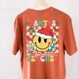 Santas Favorite Teacher Retro Groovy Smile Face Christmas Women's Comfort Colors T-Shirt Back Print Yam