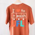 Science Of Reading I Love To Teach UFLI Teacher Literacy Women's Comfort Colors T-Shirt Back Print Yam