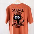 Science Teacher Appreciation Merch -Adults -Youth Grey Classic Fit Modern Science Theme Cartoon Women's Comfort Colors T-Shirt Back Print Yam