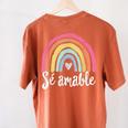 Sé Amable Spanish Bilingual Teacher Be Kind Boho Rainbow Women's Comfort Colors T-Shirt Back Print Yam