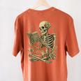 Skeleton Book Floral Skull Halloween Teacher Costume Women's Comfort Colors T-Shirt Back Print Yam Skeleton Book Floral Skull Halloween Teacher Costume Women's Comfort Colors T-Shirt Back Print Yam