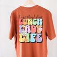 Soul Bleach Teacher Staff First Day Of School Last Hugs & High Fives Lunch Lady Vibes Blue Classic Fit Women's Comfort Colors T-Shirt Back Print Yam Soul Bleach Teacher Staff First Day Of School Last Hugs & High Fives Lunch Lady Vibes Blue Classic Fit Women's Comfort Colors T-Shirt Back Print Yam