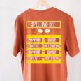 Spelling Bee Halloween Teachers Bee Spelling Competition Women's Comfort Colors T-Shirt Back Print Yam