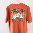 Spooky Ghost PE Teacher Squad Physical Education Halloween Women's Comfort Colors T-Shirt Back Print Yam