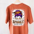 Spooky Paraprofessional Life Halloween Messy Bun Teacher For Men Women Women's Comfort Colors T-Shirt Back Print Yam