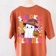 Spooky Teacher Ghost Pencil Teach Halloween Teacher Women's Comfort Colors T-Shirt Back Print Yam