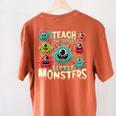 I Teach The Cutest Little Monsters Teacher Halloween Outfit Women's Comfort Colors T-Shirt Back Print Yam I Teach The Cutest Little Monsters Teacher Halloween Outfit Women's Comfort Colors T-Shirt Back Print Yam