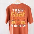I Teach The Cutest Pumpkins Tshirt Halloween Teacher Women's Comfort Colors T-Shirt Back Print Yam I Teach The Cutest Pumpkins Tshirt Halloween Teacher Women's Comfort Colors T-Shirt Back Print Yam