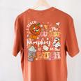 I Teach The Cutest Pumpkins In The Patch Halloween Teacher Women's Comfort Colors T-Shirt Back Print Yam