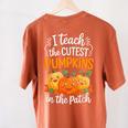 Teacher Halloween Pre-K Teacher Kindergarten Cutest Pumpkins Women's Comfort Colors T-Shirt Back Print Yam Teacher Halloween Pre-K Teacher Kindergarten Cutest Pumpkins Women's Comfort Colors T-Shirt Back Print Yam
