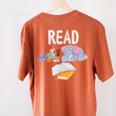 Teacher Library Read Book Club Piggie Elephant Pigeons Men Women Kids Women's Comfort Colors T-Shirt Back Print Yam